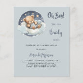 Teddybeerjongen cloud budget baby shower uitnodigi (Voorkant)
