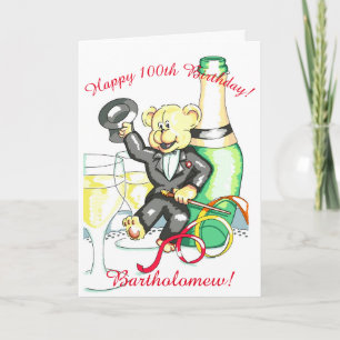 Teddybeerkaart voor 100ste verjaardag kaart