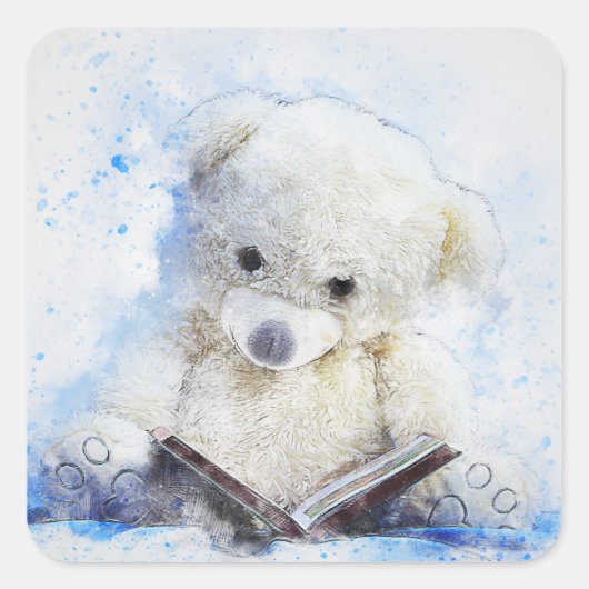 teddybendeltje vierkante sticker (Voorkant)