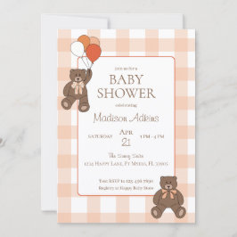 Teddyberen Baby Shower Ballonnen Strikken Oranje P Kaart