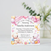 Teddyberen baby shower unisex uitnodiging (Staand voorkant)