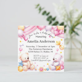 Teddyberen baby shower unisex uitnodiging