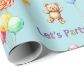 Teddyberen, ballonnen en snoepjes van Natasha Us Cadeaupapier (Rol Hoek)