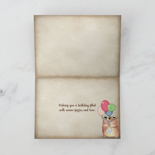 Teddyberen bij open haard verjaardag kaart (Binnen)