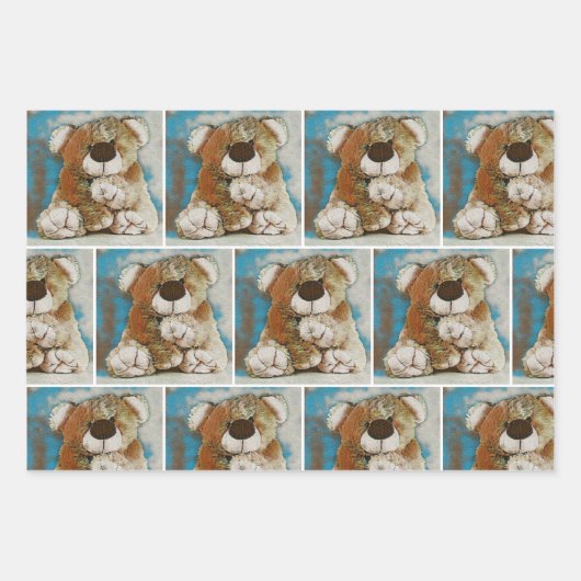 Teddyberen en harten cadeauverpakking HAMbyWG Inpakpapier Vel (Voorkant 3)