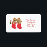 Teddyberen en kousen Christmas Label<br><div class="desc">Teddyberen en kousen Christmas Label</div>