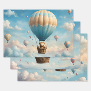 Teddyberen en luchtballonnen inpakpapier vel