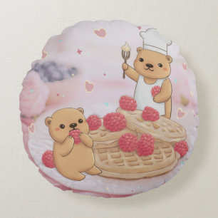 Teddyberen en wafels rond kussen