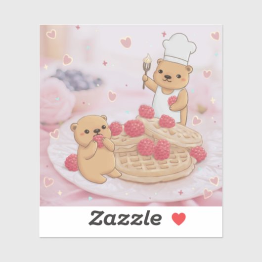 Teddyberen en wafels sticker (Vel)