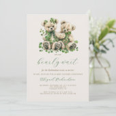 Teddyberen Groene Klimop Tweeling QR Code Babyfees Kaart (Staand voorkant)