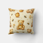 Teddyberen Honingbijen Nursery Patroon Kussen (Achterkant)