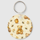 Teddyberen Honingbijen Nursery Patroon Sleutelhanger (Achterkant)