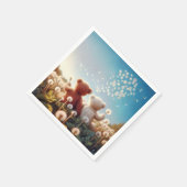 Teddyberen in een paardenbloemveld servet (Hoek)