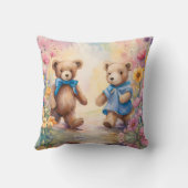 Teddyberen in een pastelachtige tuin kussen (Achterkant)