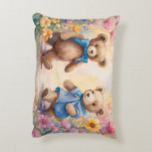 Teddyberen in een pasteltuin accent kussen (Achterkant (Verticaal))