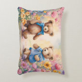 Teddyberen in een pasteltuin accent kussen (Voorkant(Verticaal))