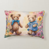 Teddyberen in een pasteltuin accent kussen (Achterkant)