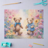 Teddyberen in een pasteltuin tissuepapier (Craft)