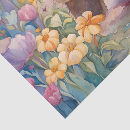 Teddyberen in een pasteltuin tissuepapier (Detail)