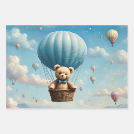 Teddyberen in hete luchtballonnen inpakpapier vel