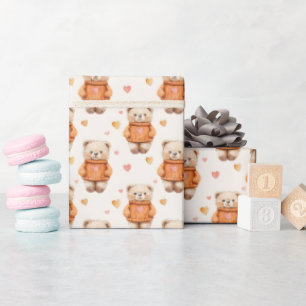 Teddyberen in Oranje truien Cadeaupapier