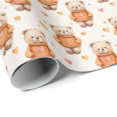 Teddyberen in Oranje truien Cadeaupapier (Rol Hoek)