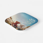 Teddyberen in paardenbloemen papieren bordje (Gebogen)