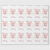 Teddyberen in roze wolk gepersonaliseerd met naam cadeaupapier (Vlak)