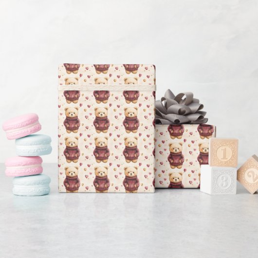 Teddyberen in truien cadeaupapier (Baby Shower)