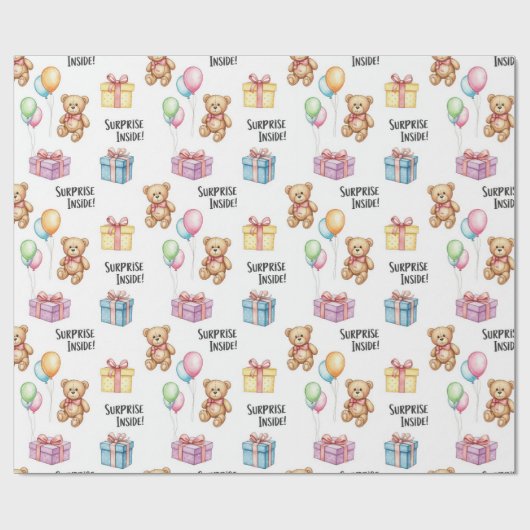 Teddyberen met een verrassing van Natasha Us Cadeaupapier (Vlak)