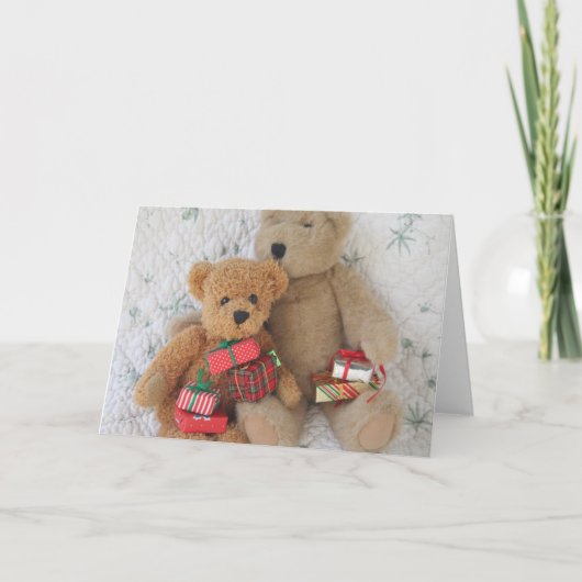 Teddyberen met kerstcadeaus wenskaart feestdagen kaart (Voorkant)