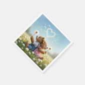 Teddyberen met paardenbloem hart servet (Hoek)