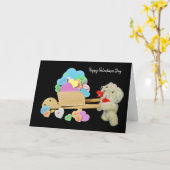 teddyberen met Valentijn harten in een kruiwagen Kaart (Gele Bloem)