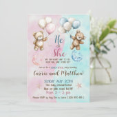 Teddyberen onthullen genderuitnodiging kaart (Staand voorkant)