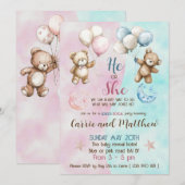 Teddyberen onthullen genderuitnodiging kaart (Voorkant / Achterkant)