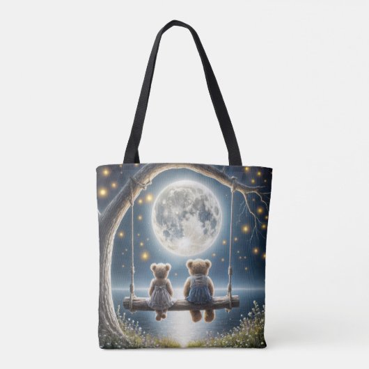 Teddyberen op een schommel in het maanlicht tote bag (Achterkant)