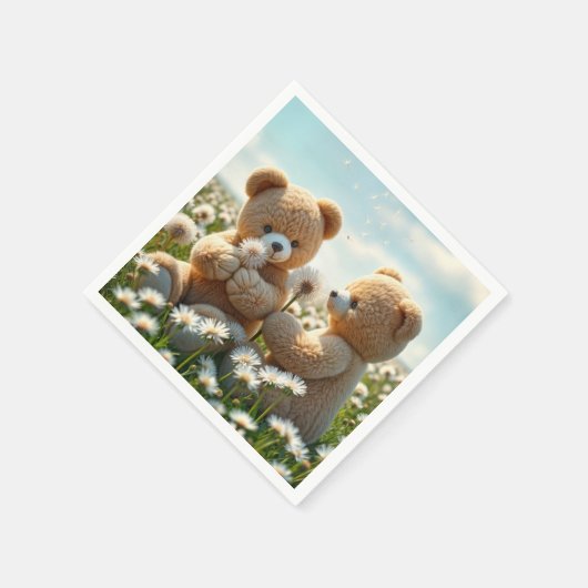 Teddyberen op een zomerveld servet (Hoek)