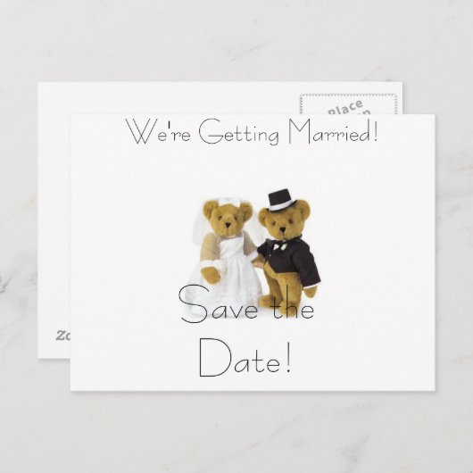 Teddyberen, Save the Date!, We gaan trouwen... Aankondigingskaart (Voorkant / Achterkant)