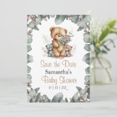 Teddyberen Tweeling Watercolor  de Datum Ansichtka Kaart (Staand voorkant)