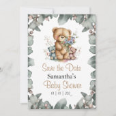 Teddyberen Tweeling Waterverf  de Datum Postkaart Kaart (Voorkant)