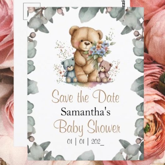 Teddyberen Tweeling Waterverf  de Datum Postkaart Kaart