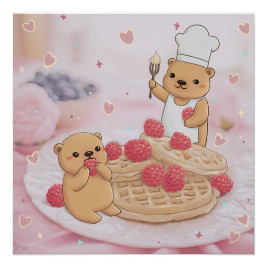 Teddyberen & wafels perfect poster (Voorkant)