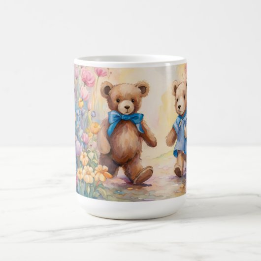 Teddyberen wandelen in een pasteltuin koffiemok (Center)