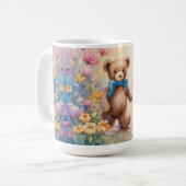 Teddyberen wandelen in een pasteltuin koffiemok (Voorkant links)