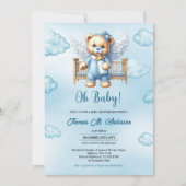 Teddyberengelen vleugels met baby wieg kaart (Voorkant)