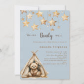 Teddyberensterren tipi blauw Baby shower Kaart (Voorkant)