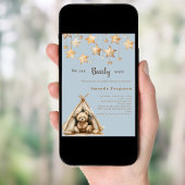 Teddyberensterren tipi blauw Baby shower Kaart