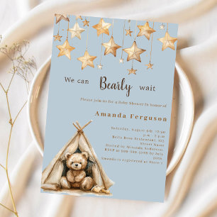 Teddyberensterren tipi blauw Baby shower Kaart