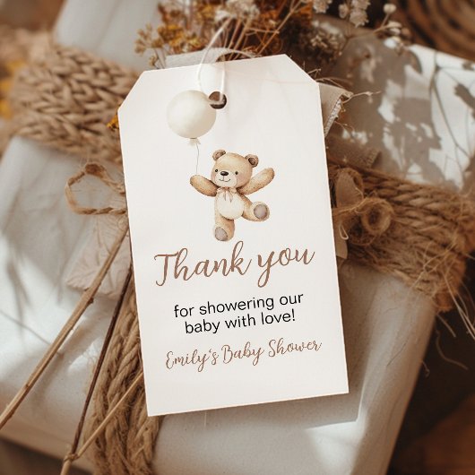 Teddychallenge Ballon Baby Shower Bedankt Cadeaulabel