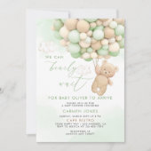 Teddychallenge met ballonnen baby shower uitnodigi kaart (Voorkant)